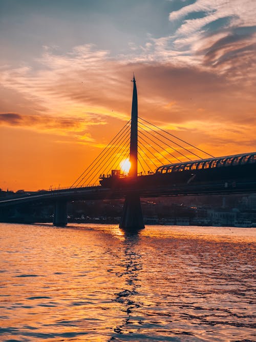 A Bridge Above the Body of Water Under the Cloudy Sky