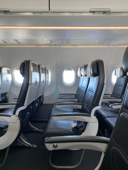 Photo by Irasema McAllister Spacious airline cabin showcasing empty rows of modern seating in an aircraft.