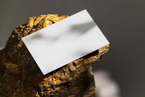 Close-Up Shot of a Paper on a Rock