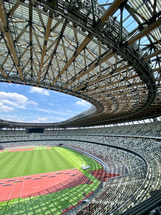 Foto stok gratis fotografi lanskap, stadion nasional jepang, tembakan vertikal
