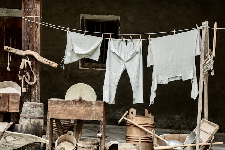 Laundry Clothes Hanging In Clothesline