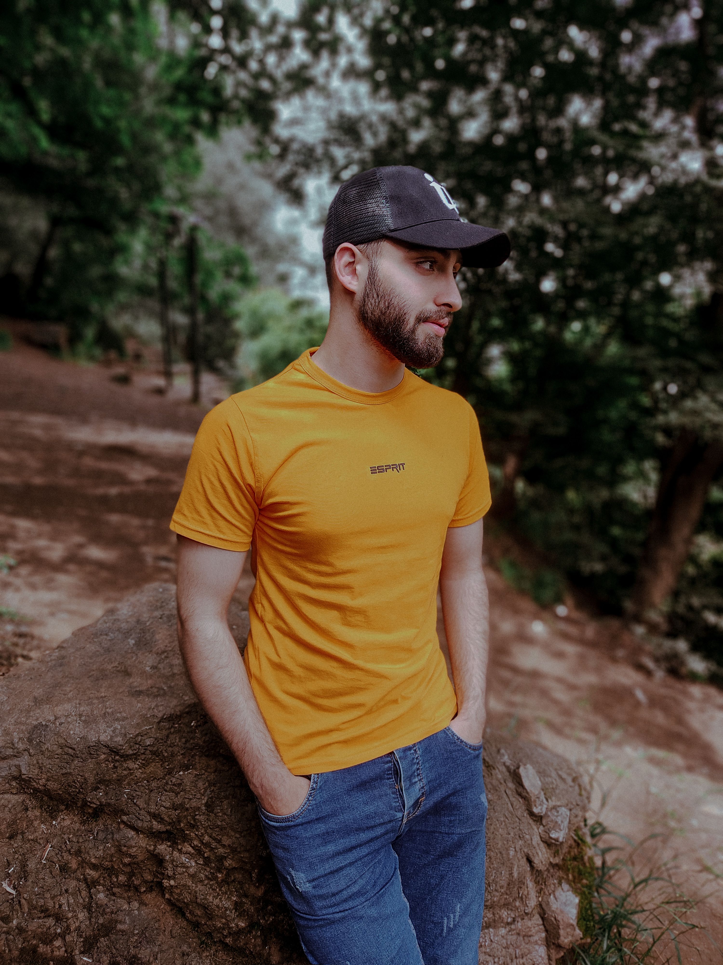 A Bearded Man in Yellow Shirt · Free Stock Photo