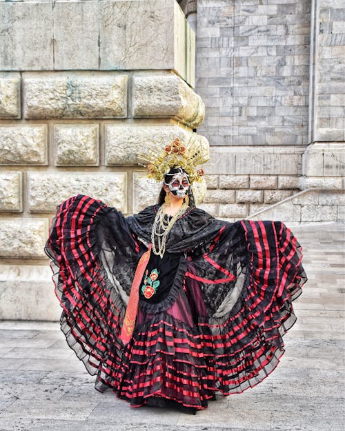 Woman in a Costume and Makeup for the Day of the Dead Celebrations in Mexico 