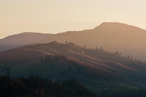 Free Foggy Mountain Landscape at Dusk  Stock Photo