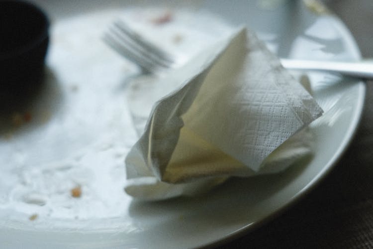 Napkin On Empty Plate