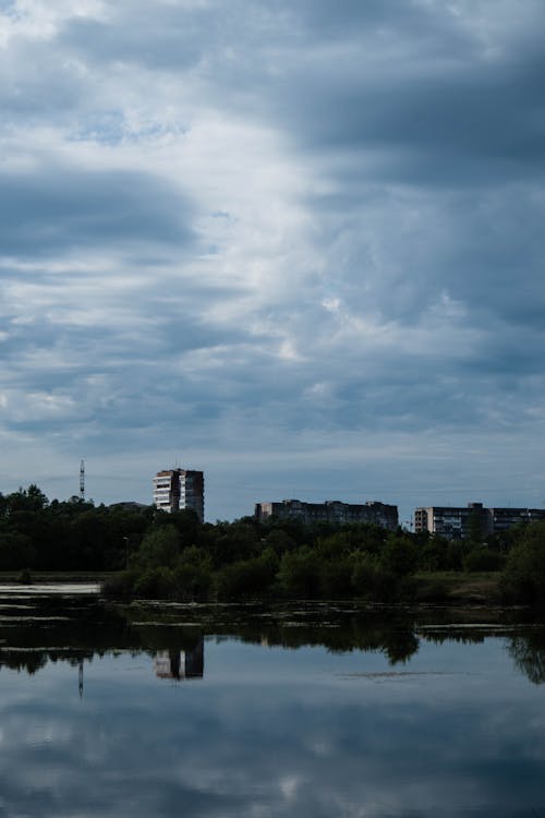 Clouds over Lake near Town