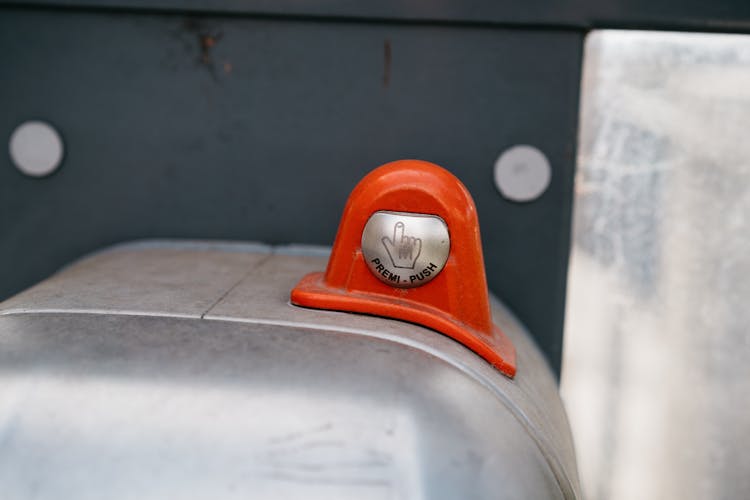 Red And Silver Push Button