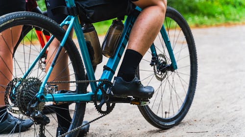 Biker Riding a Gravel Bike