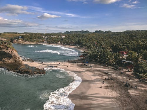 Drone Shot of People on a Beach