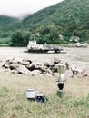 Morning Coffee from Moka Pot on Riverbank