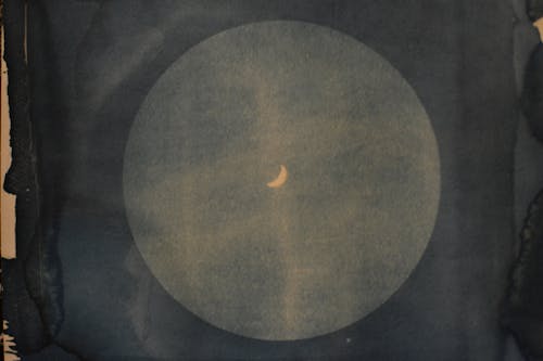 Round Grey and Black Moon Illustration