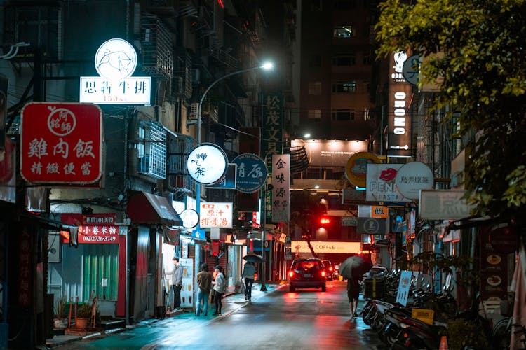 Street In Town At Night