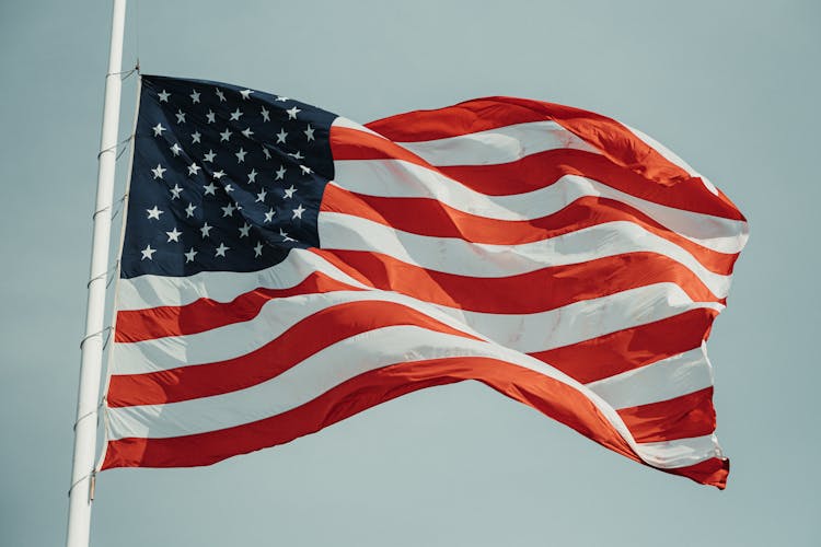 American Flag Waving In Wind