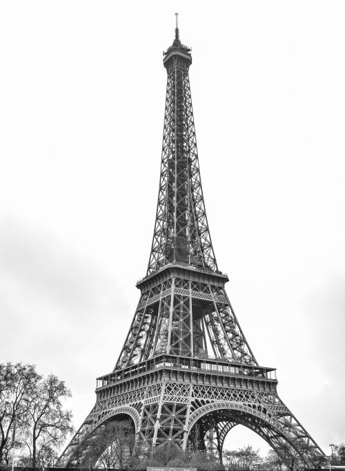 Free Stunning black and white photograph of the Eiffel Tower in Paris. Stock Photo