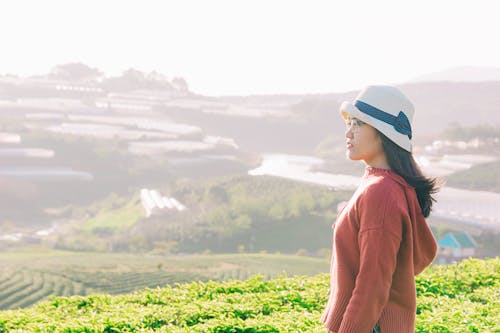 Woman Standing Near Green Leafed Plants