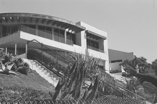 Grayscale Photo of a Building