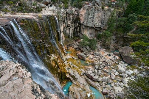 Waterfalls Cascading Through Cliff Rocks