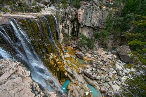 Free Stunning view of Cusarare Falls cascading over rocky cliffs in Guachochi, Mexico. Stock Photo