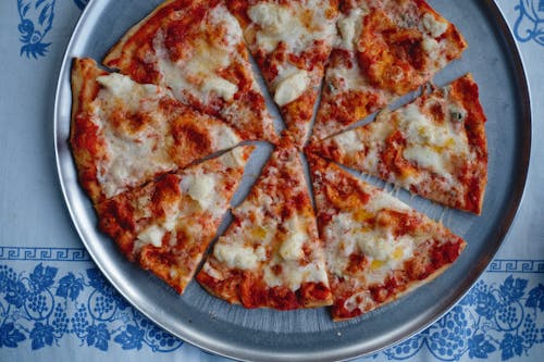 Pizza on Metal Round Tray