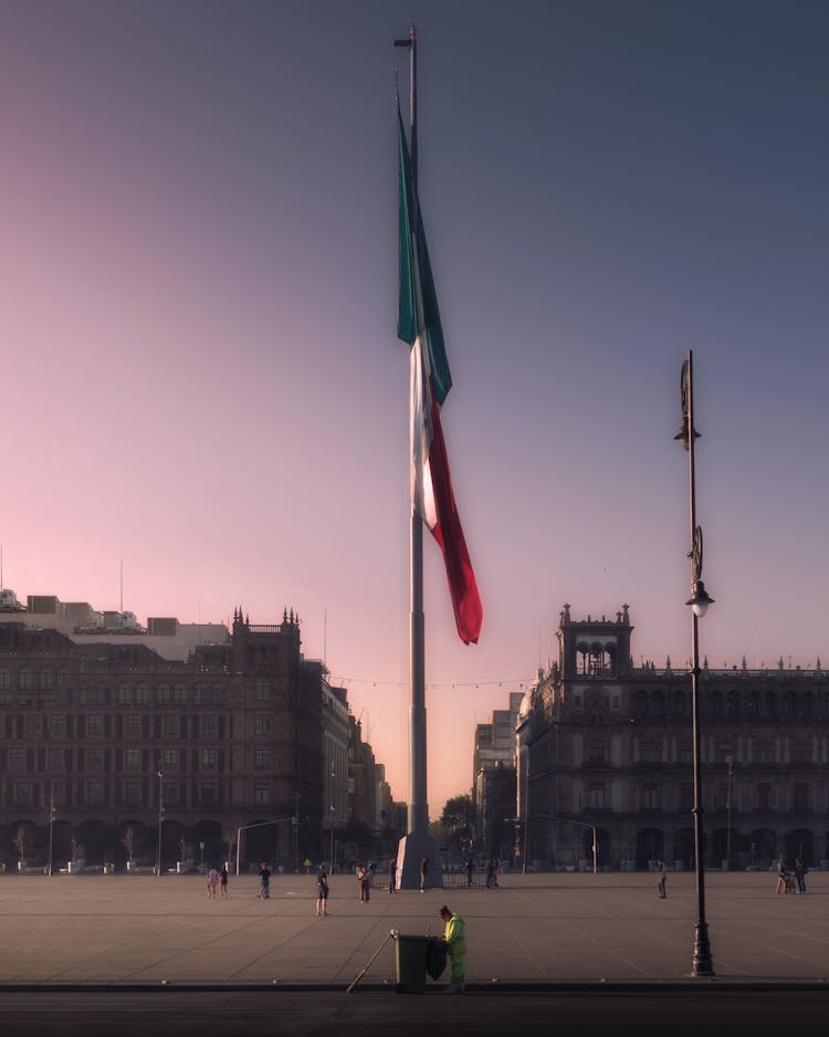 French Flag On Square In Paris