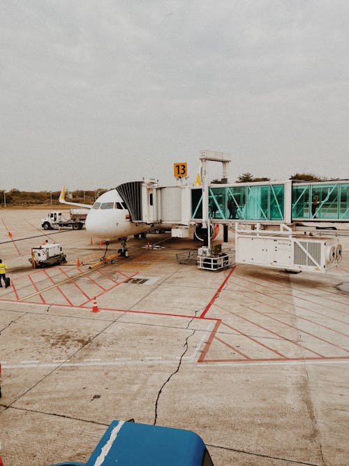 Passenger Boarding Bridge Connected to an Airplane