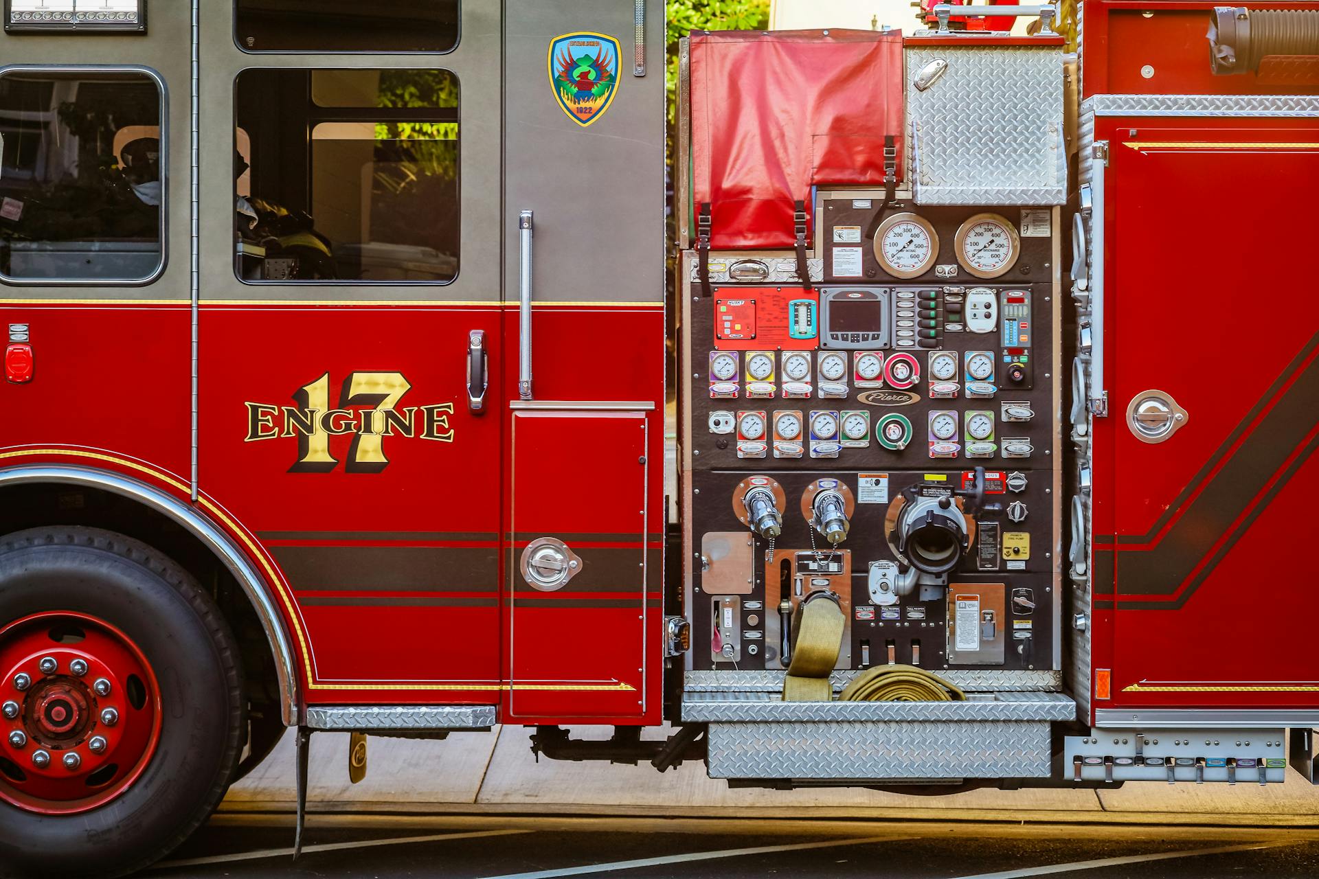 Side View of Red Fire Truck