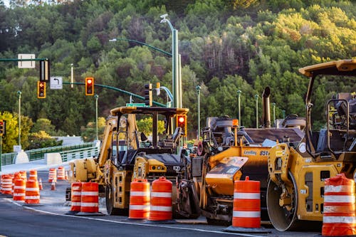 Heavy Equipment on the Road Under Repair