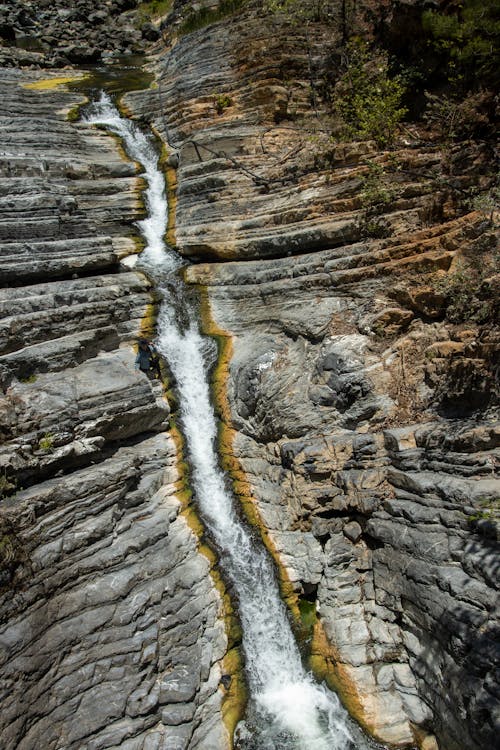 Flowing Water on Cliff Rocks