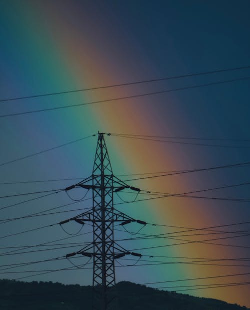 Silhouette of Electric Tower During Sunset