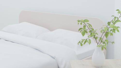 Minimal Design of Cozy Bed with White Linen and Comforter 