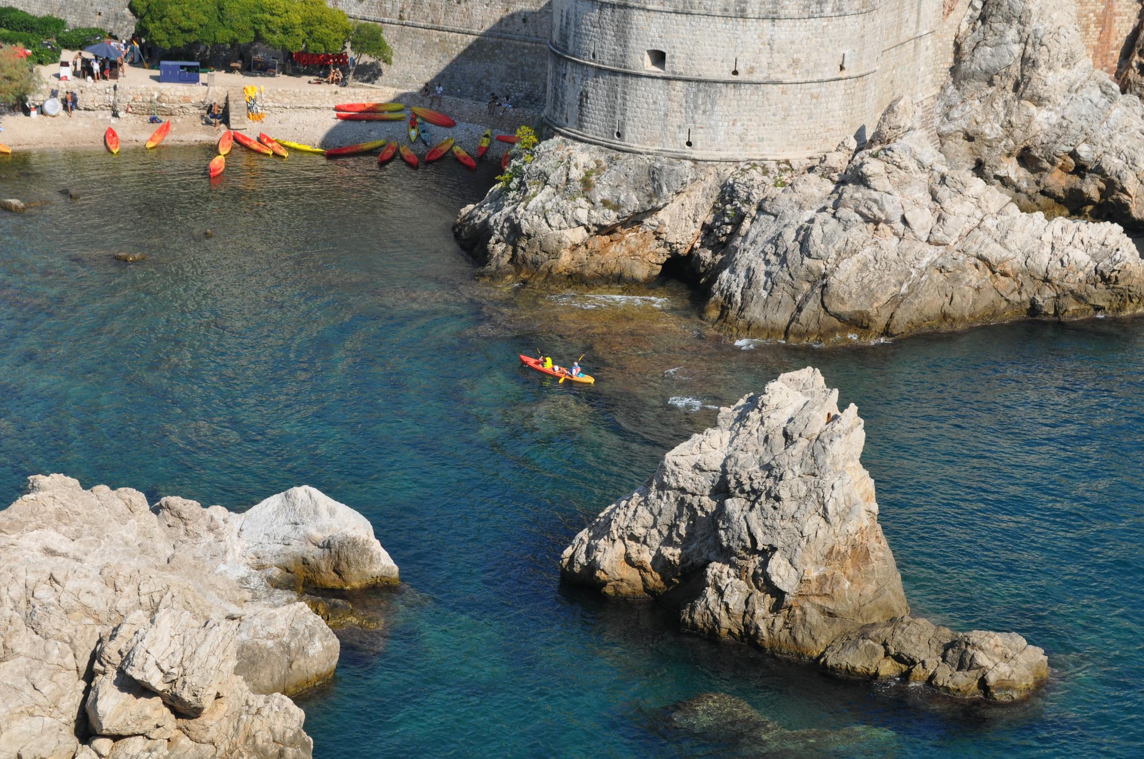 Rocks around Castle Wall on Sea Shore Croatia