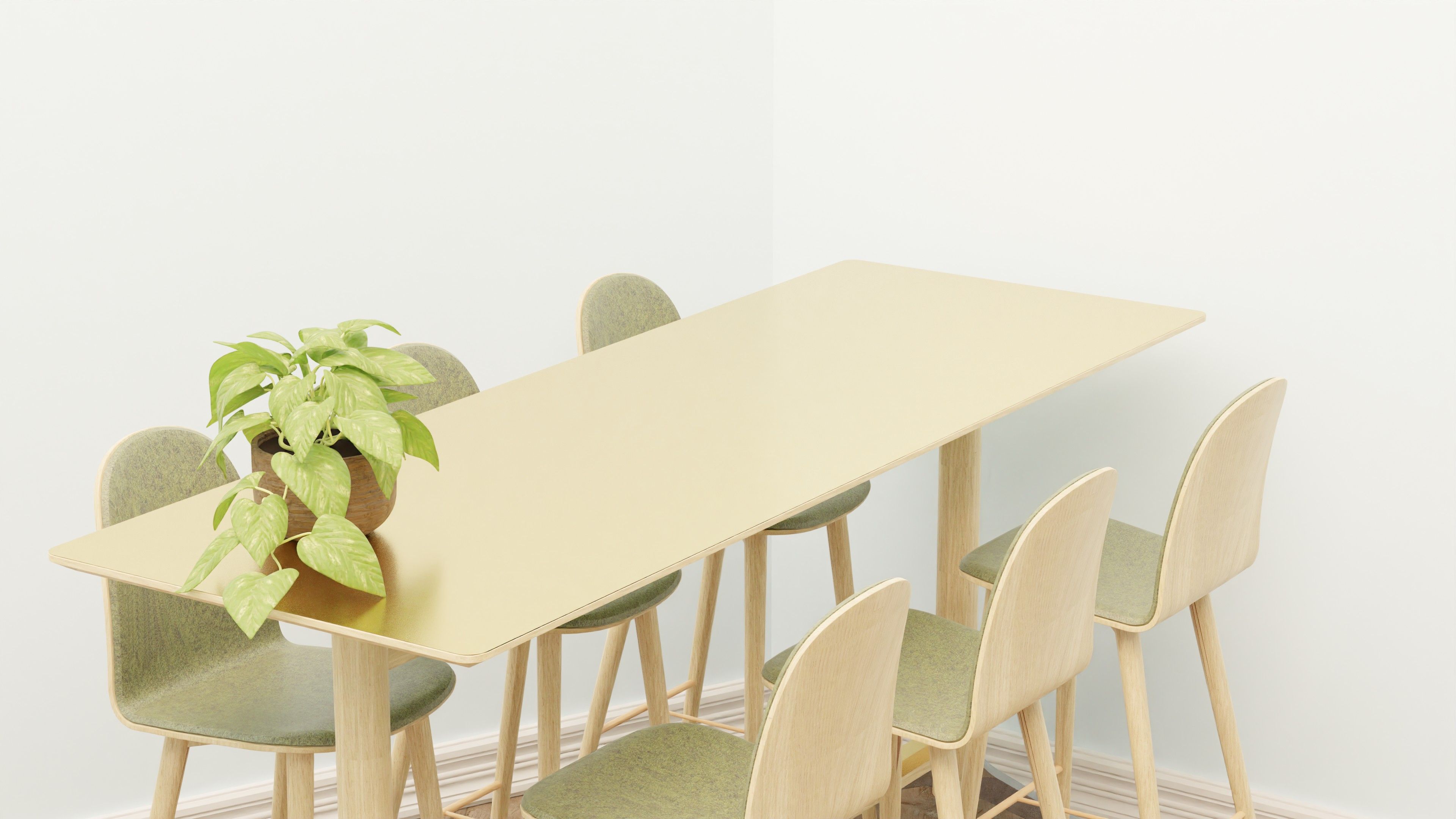 Minimalist dining table with simple design and clean lines