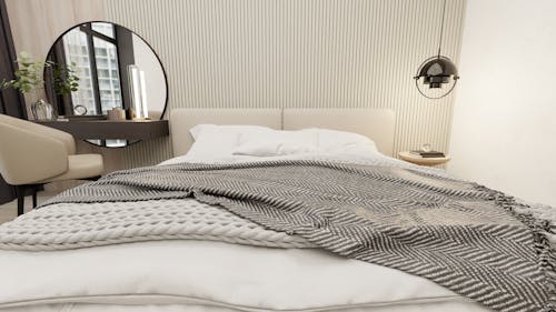 Free Bedroom with Minimal Interior Design Stock Photo