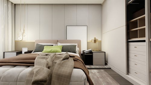 Free Cozy Interior Design of a Bedroom Stock Photo