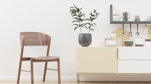 Free A Chair beside a Kitchen Counter Stock Photo