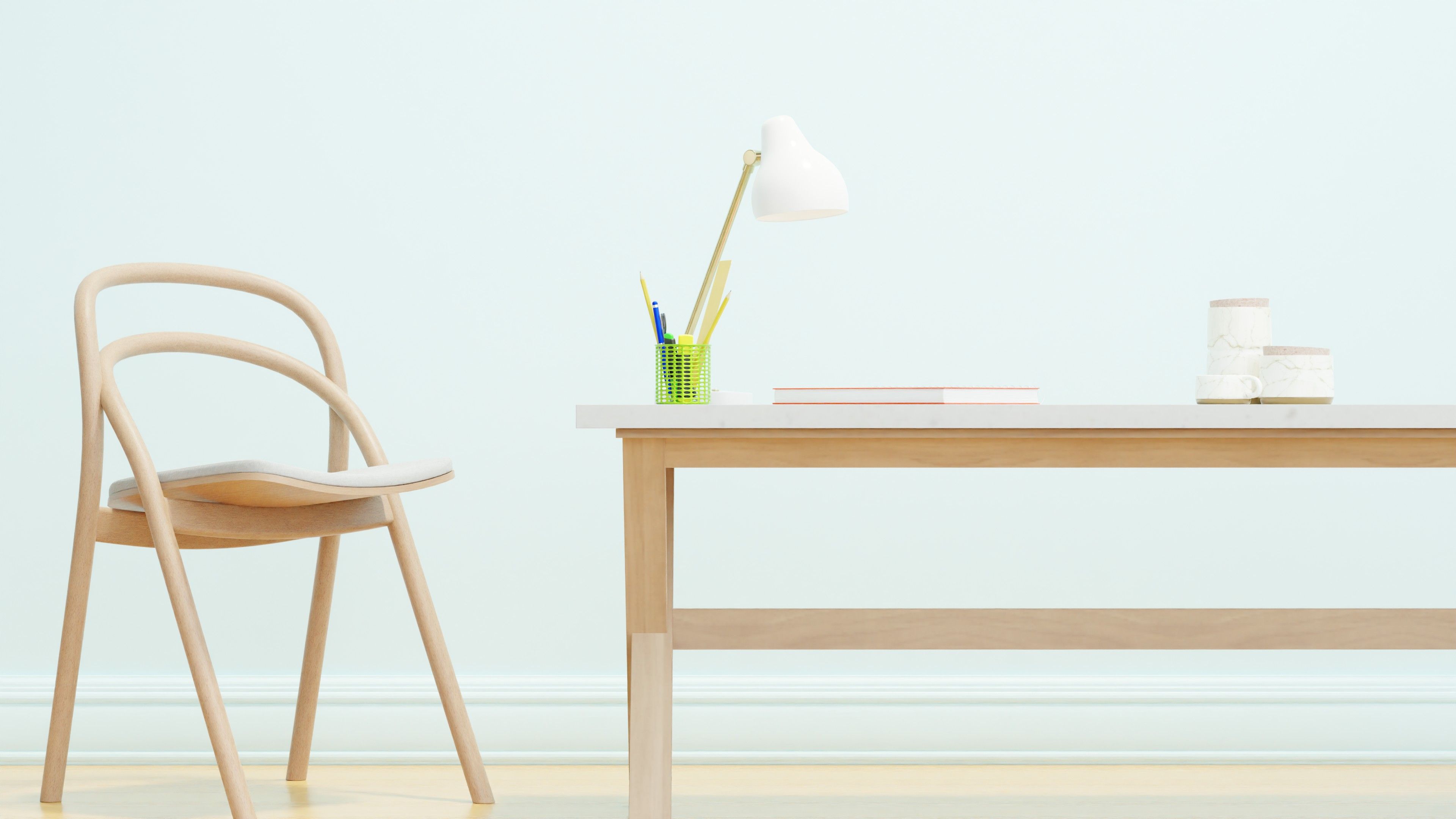 Compact foldable study table in minimalist home setup