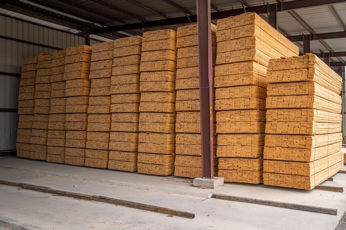 Cedar stock on the racks
