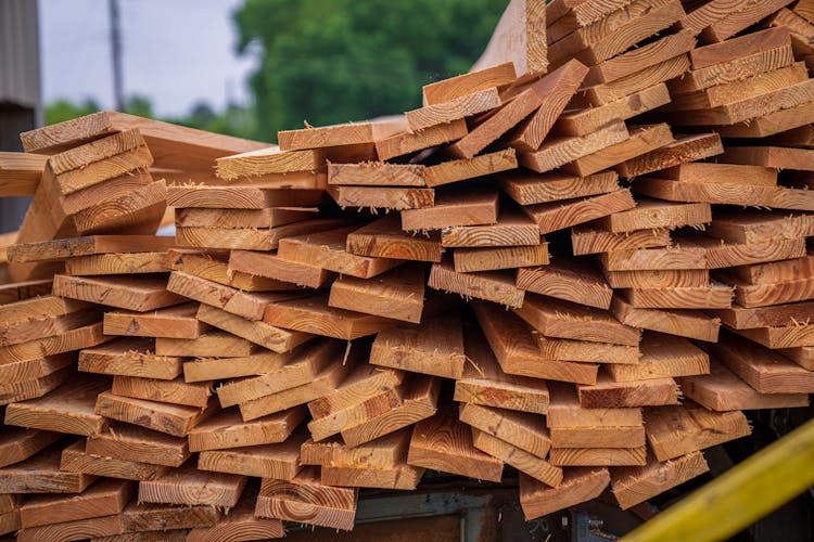 Stacks Of Lumber In Close-up Photography