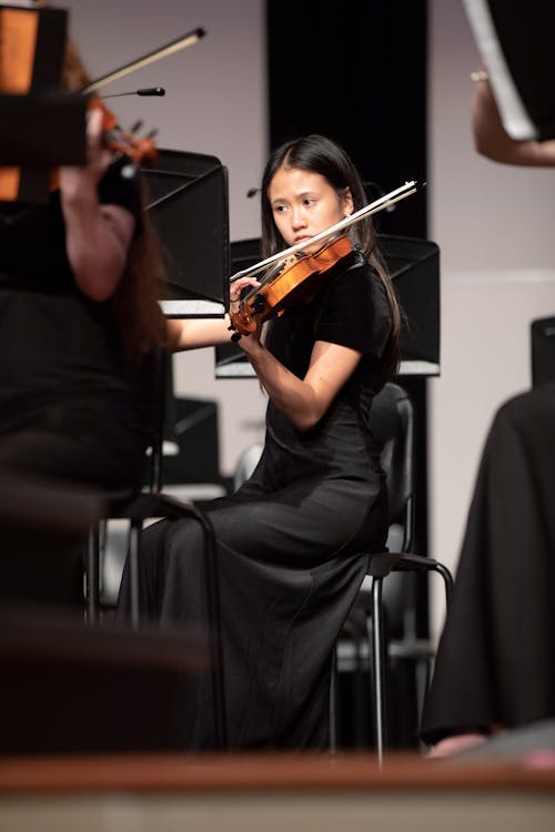 Woman in an Orchestra Playing the Violin 