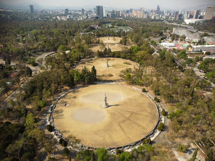 Aerial View Of Monuments In A Park, Av. Rodolfo Neri Vela, Mexico City, Mexico 