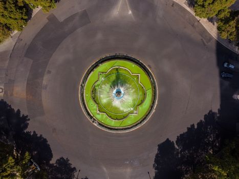 Drone Shot of Diana the Huntress Fountain in Mexico 