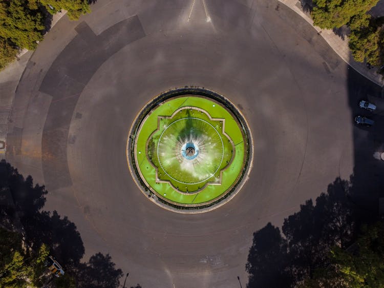 Drone Shot Of Diana The Huntress Fountain In Mexico 