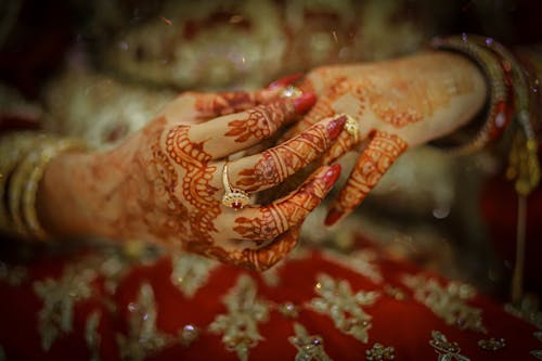Close-Up Photo of a Person's Hands with Henna
