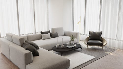 Free Gray Couch in the Living Room of House Stock Photo