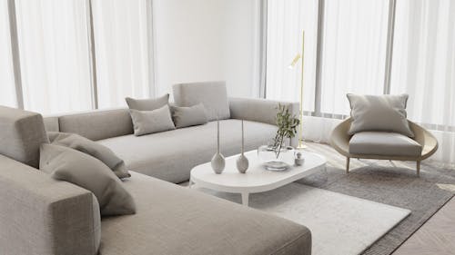 Free Gray Furniture in the Living Room of a House Stock Photo