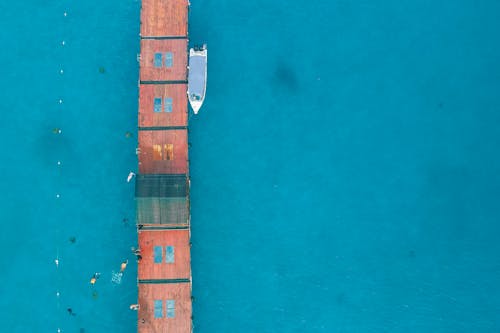 Бесплатное стоковое фото с Аэрофотосъемка, вид сверху, лодка
