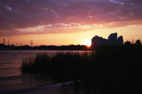 Ingyenes stockfotó folyó, napnyugtakor ég, strand naplemente témában