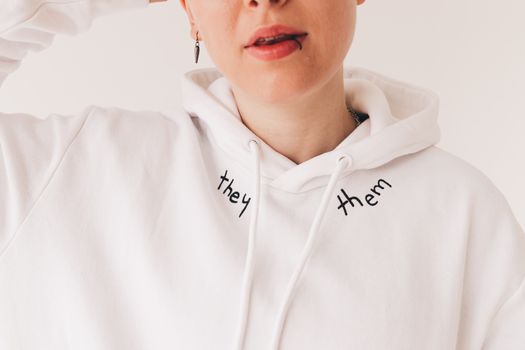 Woman in Hooded Blouse
