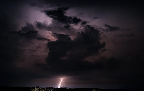 Lightning Trails During Night Time