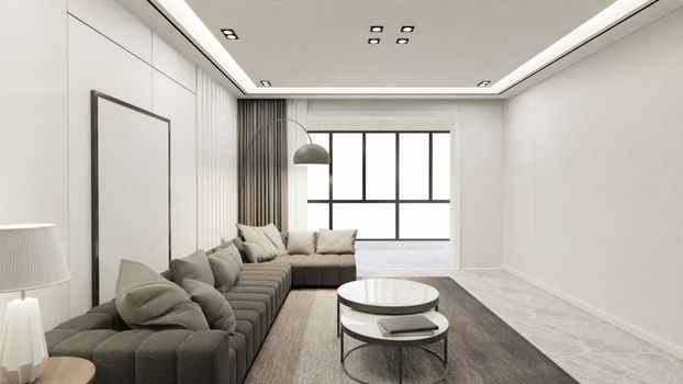 Gray Sectional Couch Beside White Round Table
